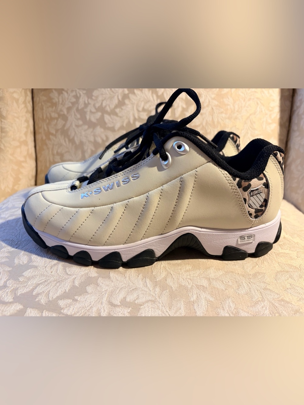 K-Swiss Leather Sneakers in Cream and Black